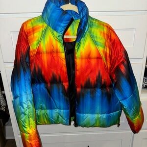 TopShop tie dye ski puffer jacket